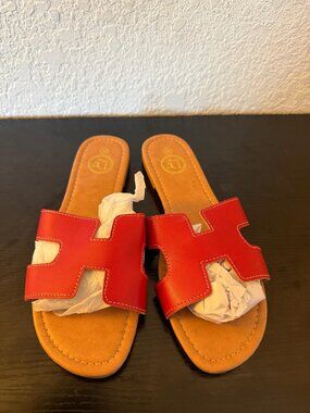 Women’s Red H Slide Sandals Size EU 39